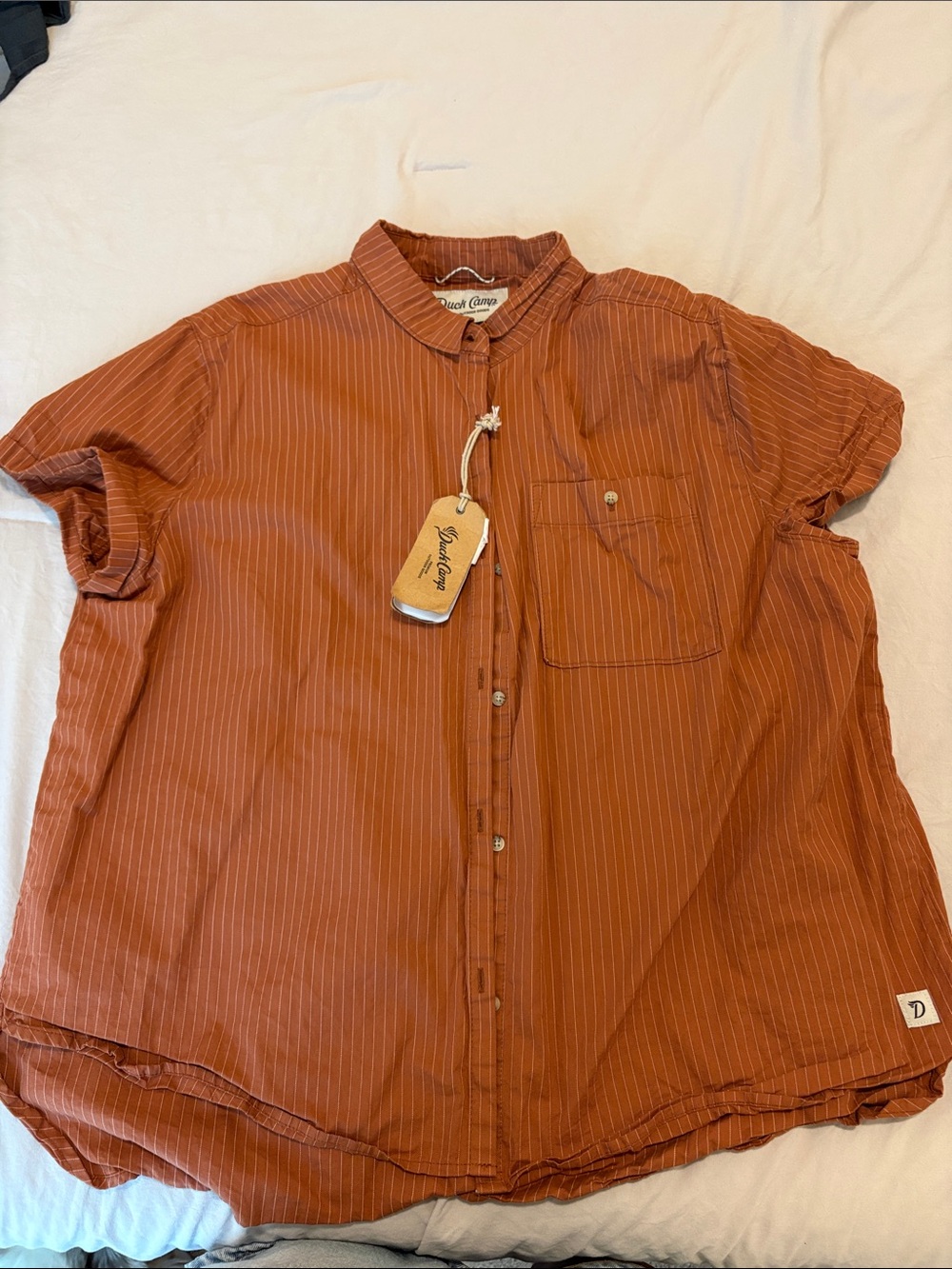 Women's Rust Pinstripe Button-Down Shirt by Duck Camp